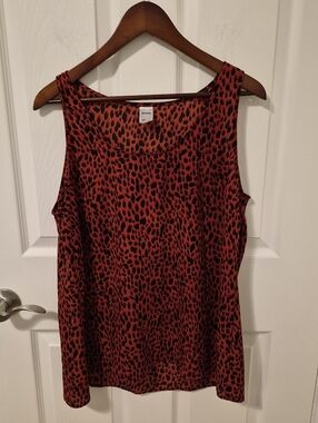 Red Leopard Print Sleeveless Tank Top